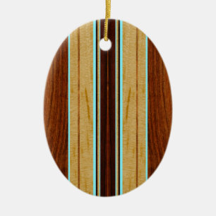 Nalu Hou Faux Koa Holz-Surfboard Keramikornament