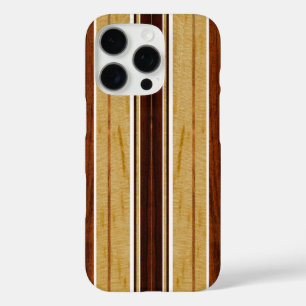 Nalu Hou Faux Koa Holz Surfboard Weiß iPhone 16 Pro Hülle