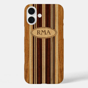 Nalu Lua Imitats Koa Wood Monogram Surfboard iPhone 16 Plus Hülle