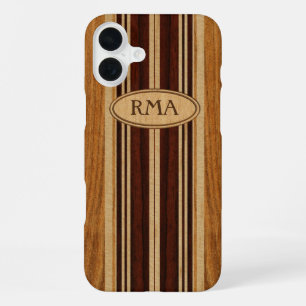 Nalu Lua Imitats Koa Wood Monogram Surfboard iPhone 16 Plus Hülle