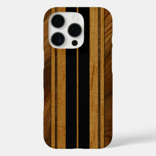 Nalu Mua Faux Koa Holz-Surfboard Schwarz iPhone 16 Pro Hülle