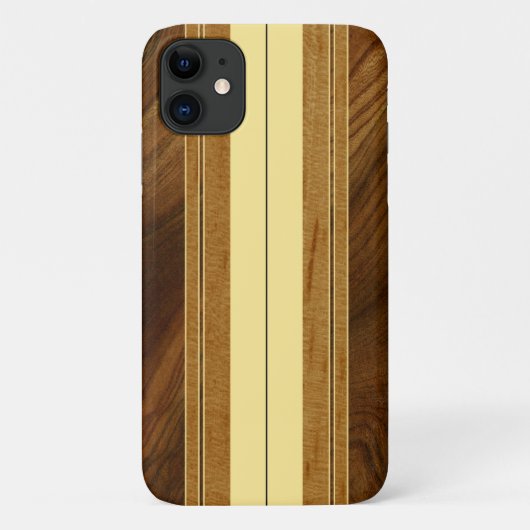 Nalu Mua Imitats Koa Wood Surfboard Case-Mate iPhone Hülle (Rückseite)
