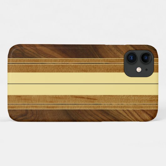 Nalu Mua Imitats Koa Wood Surfboard Case-Mate iPhone Hülle (Rückseite (Horizontal))