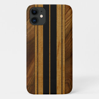 Nalu Mua Imitats Koa Wood Surfboard Schwarz Case-Mate iPhone Hülle