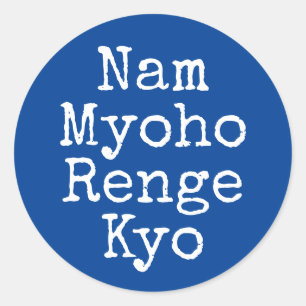 Nam Myoho Renge Kyo Blue Buddhism Mantra Runder Aufkleber