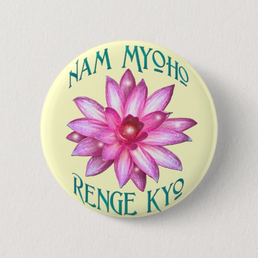 Nam Myoho Renge Kyo mit Lotos-Blumen-Entwurf Button (Vorderseite)