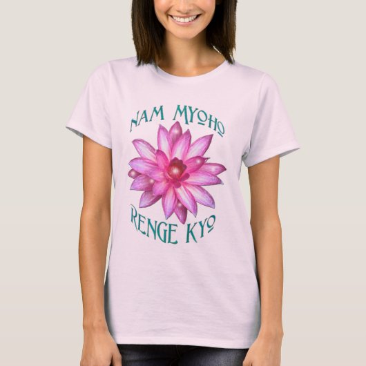 Nam Myoho Renge Kyo mit Lotos-Blumen-Entwurf T-Shirt (Vorderseite)