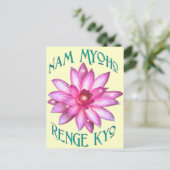Nam Myoho Renge Kyo mit Lotus Blume Design Postkarte (Stehend Vorderseite)