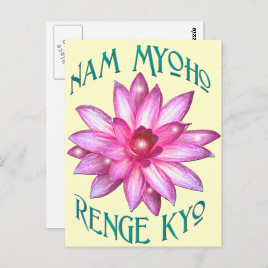 Nam Myoho Renge Kyo mit Lotus Blume Design Postkarte (Vorne/Hinten)