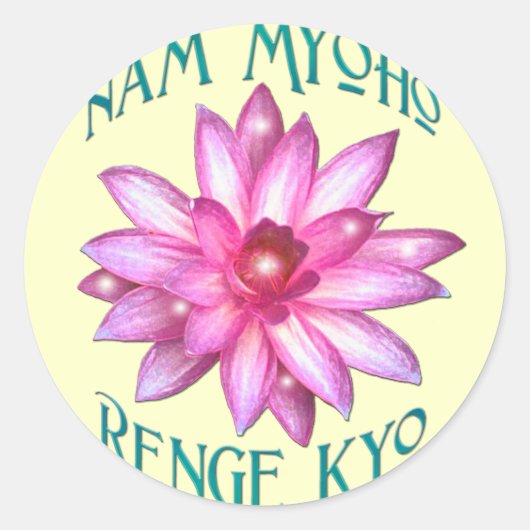 Nam Myoho Renge Kyo mit Lotus Blume Design Runder Aufkleber (Vorderseite)
