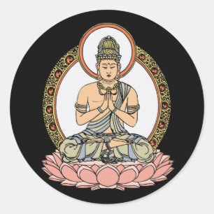 Namaskara Mudra Buddha Runder Aufkleber