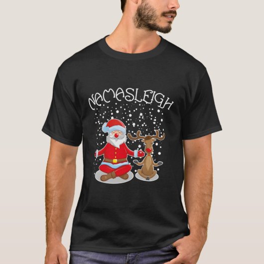 Namasleigh Meditation Santa Rudolph Namaste T-Shirt (Vorderseite)