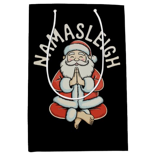 Namasleigh Santa Sleigh Namaste Yoga Meditation Mittlere Geschenktüte (Vorderseite)