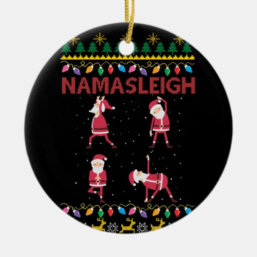 Namasleigh Santa's Yoga Positionen Yoga Lover Xmas Keramik Ornament (Vorne)