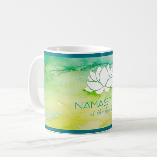 Namastay am Strand Wasserfarbe Kaffeetasse (Vorderseite Links)