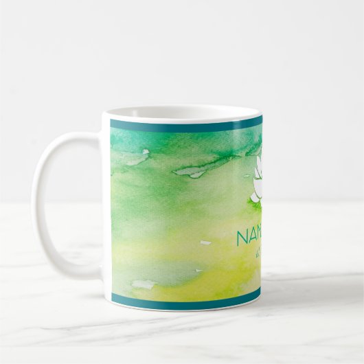 Namastay am Strand Wasserfarbe Kaffeetasse (Links)
