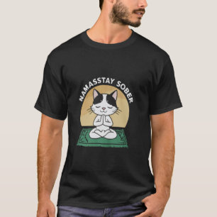 Namastay Nüchtern Süße Katze Yoga T-Shirt Männer F