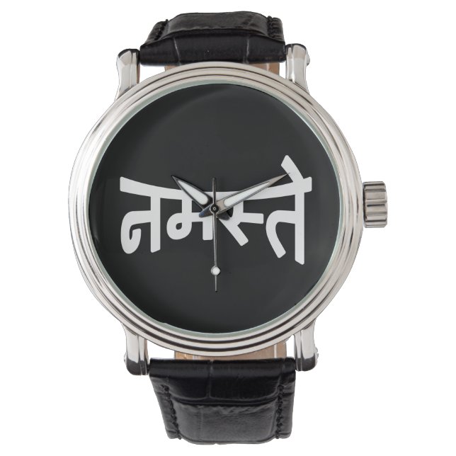 Namaste (न म ते) - Devanagari-Skript Armbanduhr (Vorderseite)
