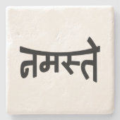 Namaste (न म ते) - Devanagari-Skript Steinuntersetzer (Vorderseite)