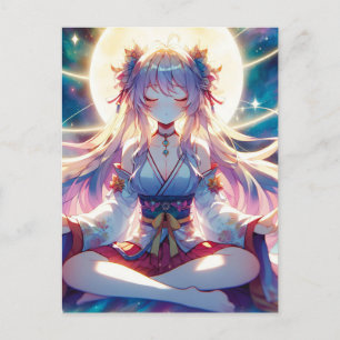 Namaste Anime Girl Meditation Postkarte