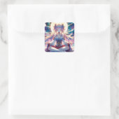 Namaste Anime Girl Meditation Quadratischer Aufkleber (Tasche)