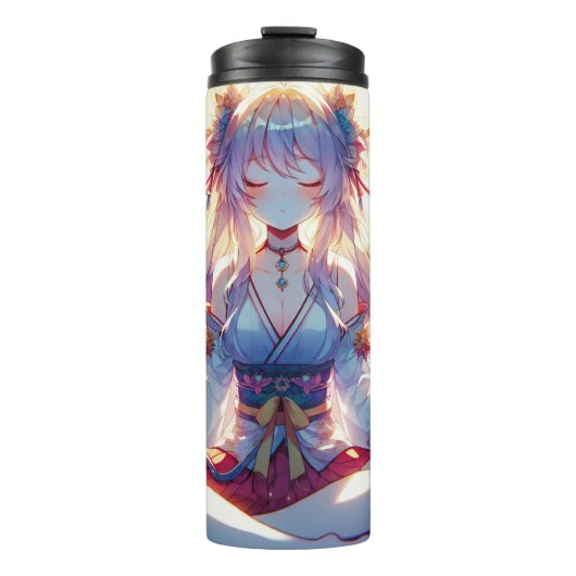 Namaste Anime Girl Meditation Thermosbecher (Vorderseite)