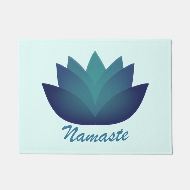 Namaste Aquamarine Lotus Blume Fußmatte (Vorderseite)