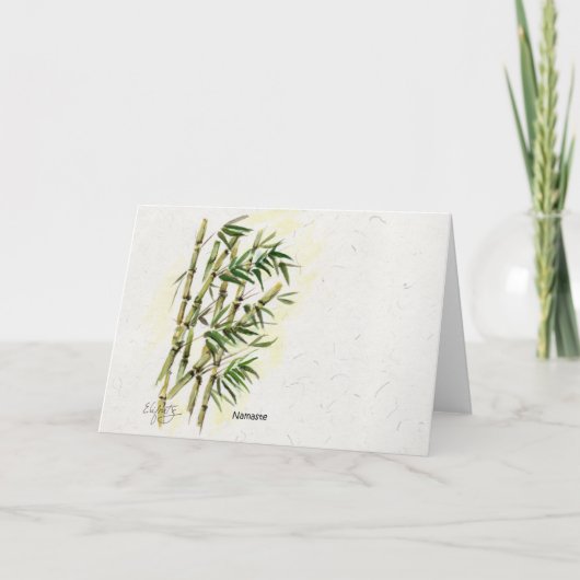 Namaste auf Bamboo respektvoller, höflicher Gruß Karte (Vorderseite)
