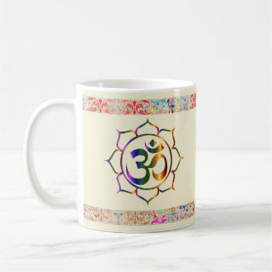 Namaste Aum Om Lotus mit Regenbogen Vintage-Rahmen Kaffeetasse