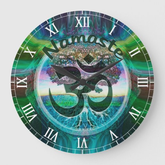 Namaste Baum des Lebens Runde Wanduhr (Vorderseite)