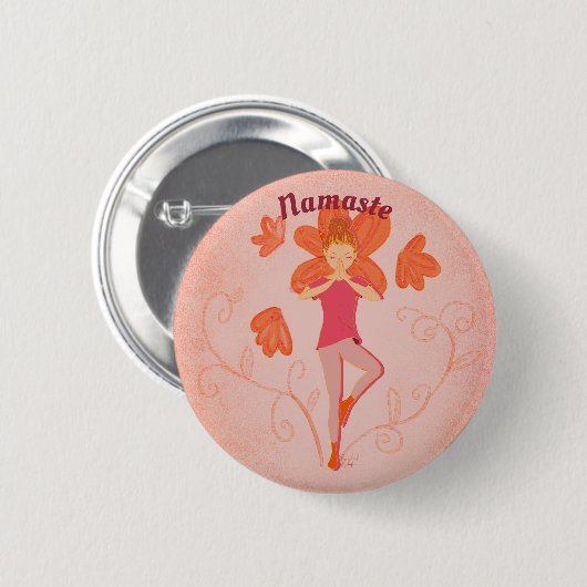 Namaste Baum-Pose Button (Vorne & Hinten)