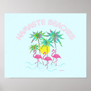 Namaste Beaches Flamingos Zen Yoga Spaß Poster