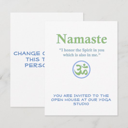 Namaste Bedeutung mit Om-Symbol Einladung (Vorne/Hinten)