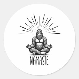 Namaste Bigfoot Yoga Meditation Lustiges Bigfoot Y Runder Aufkleber