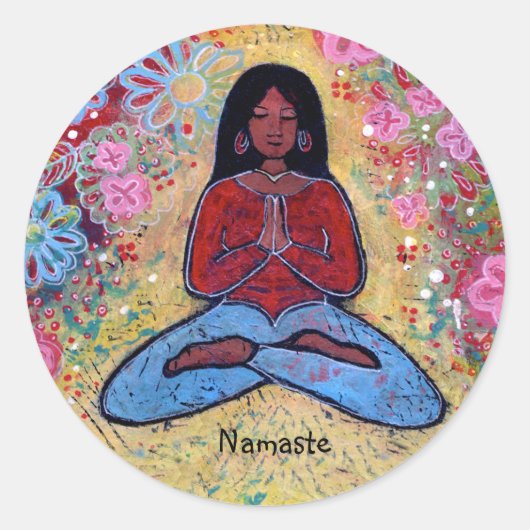 Namaste Black Haired Yoga Girl Sticker (Vorderseite)