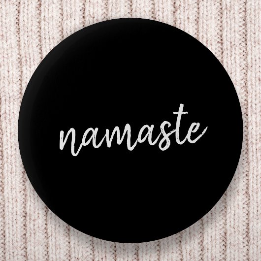 Namaste Black Yoga Modern Spiritual Meditation Button