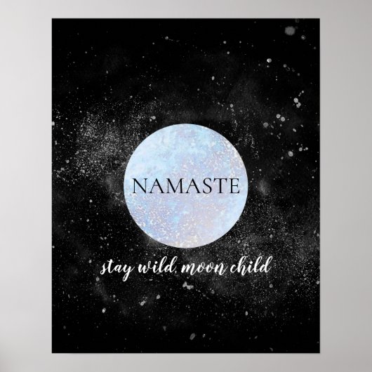 Namaste Bleibe Wild Moon Child Blue Full Moon Yoga Poster (Vorne)