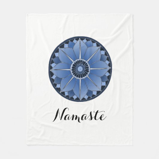 NAMASTE Blue Blume Spiritual Lotus Mandala Fleecedecke (Vorderseite)