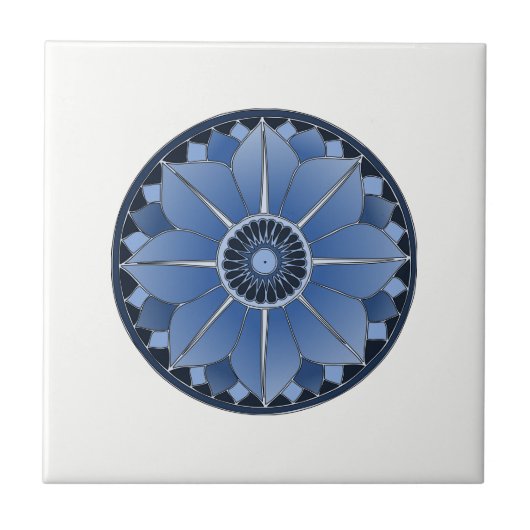 NAMASTE Blue Blume Spiritual Lotus Mandala Fliese (Vorderseite)