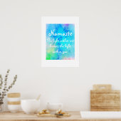 Namaste Blue Green Mediation Yoga Wasserfarbe Poster (Küche)