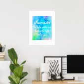 Namaste Blue Green Mediation Yoga Wasserfarbe Poster (Heimbüro)