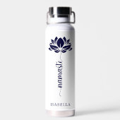 Namaste Blue Lotus Blume Moderner Personalisierter Trinkflasche (Rückseite)