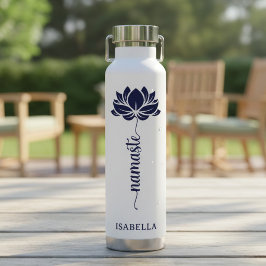 Namaste Blue Lotus Blume Moderner Personalisierter Trinkflasche
