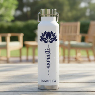 Namaste Blue Lotus Blume Moderner Personalisierter Trinkflasche