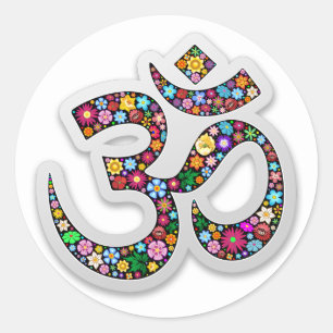 Namaste Blumensymbol Kunst Runder Aufkleber