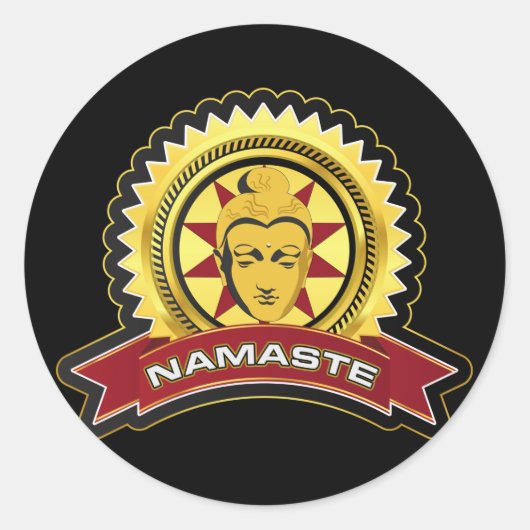 Namaste Buddha-Logo Runder Aufkleber (Vorderseite)