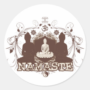 Namaste Buddha Runder Aufkleber