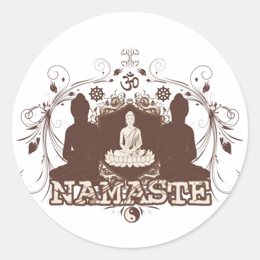 Namaste Buddha Runder Aufkleber (Vorderseite)