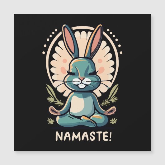 Namaste Bunny Yoga Kaninchen Meditation Magnetkarte (Vorderseite)
