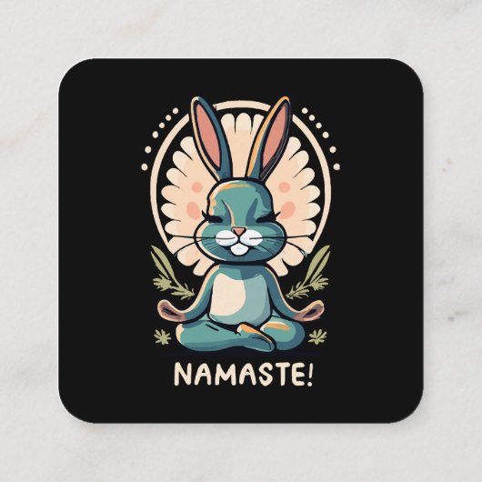 Namaste Bunny Yoga Kaninchen Meditation Quadratische Visitenkarte (Rückseite)